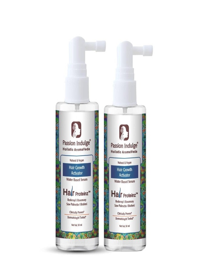 Passion Indulge Hair Proteinz Activator with Rosemary, Redensyl |Stimulates Hair Growth, Reduces Hair Fall & Thickness | Fast-Absorbing, Advanced Water-Based Formula for Healthier-50ml-Pack of 2 - Image 1